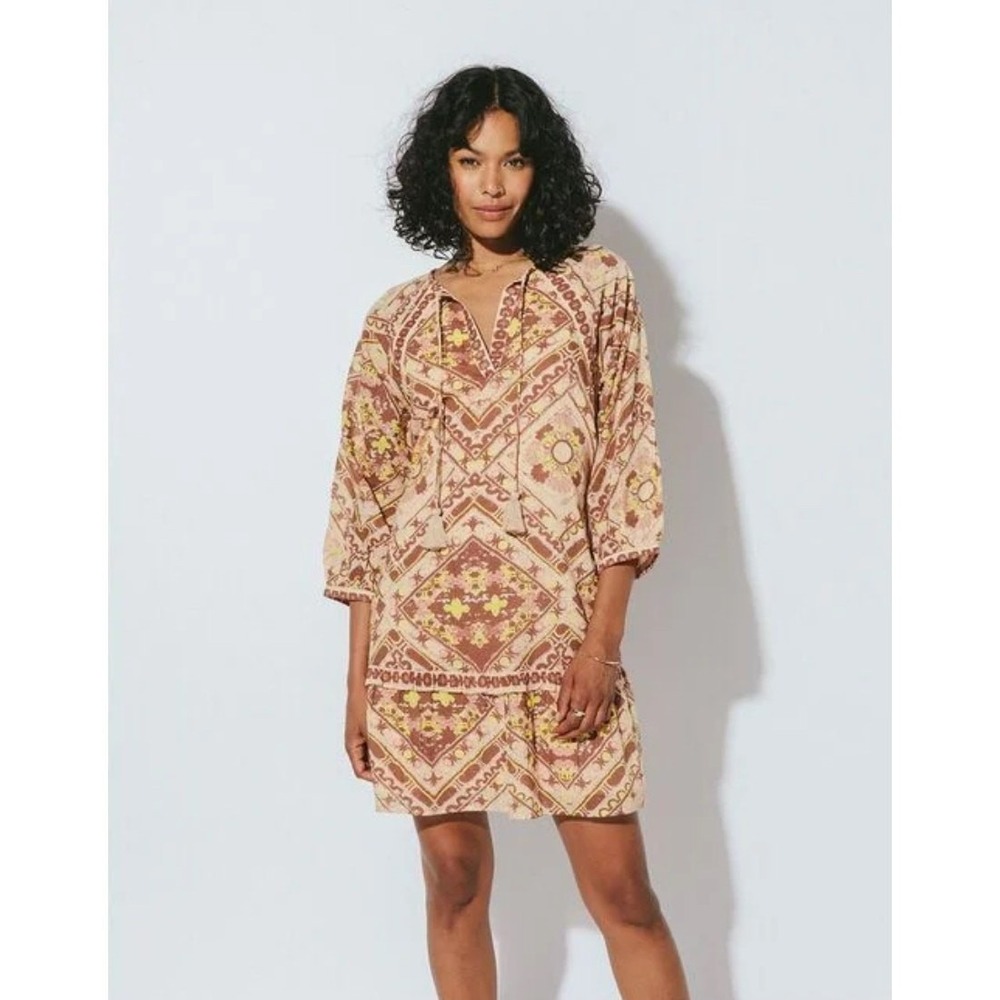 Cleobella Amber Mini Dress | Geo Print | Organic Cotton | Small‎